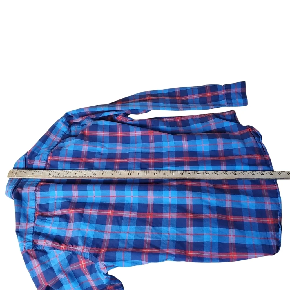 J. Crew Blue and Red Plaid Casual Button Down Shirt. MED. C0039